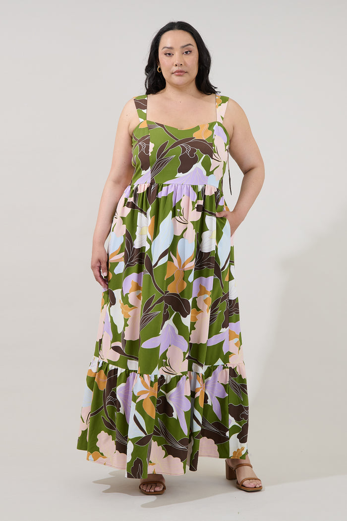 Silda Smocked Maxi Dress Passion Floral Curve