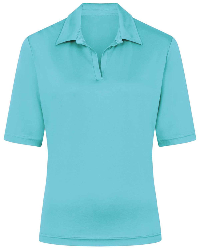 Silky Cotton Ladies Polo Top - Turquoise - The Classic Boutique