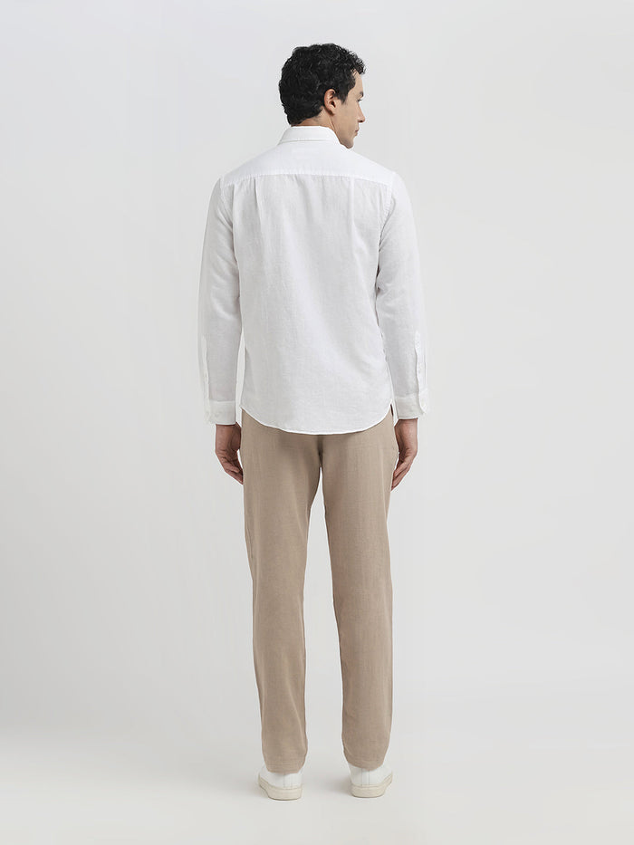 Slim Fit Linen Blend Shirt - White