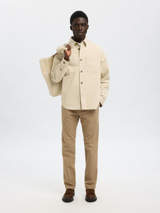 Slim Fit Structured Dyed Chinos - Beige