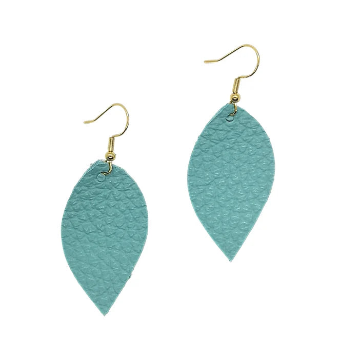 Small Leaf Earrings Lagoon Blue