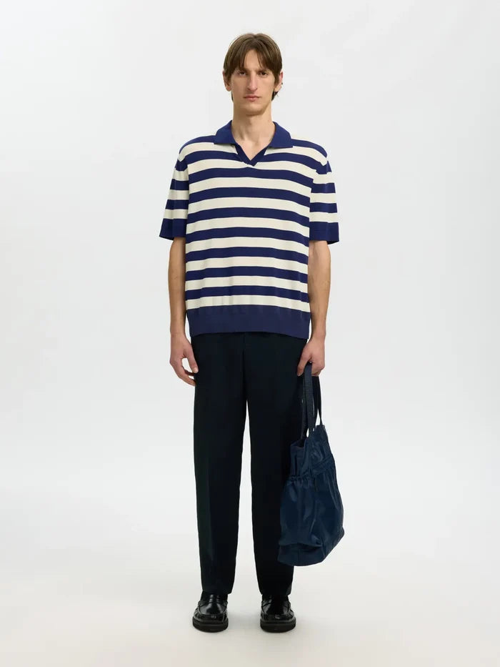 Split Neck Colourblocked Knitted Polo