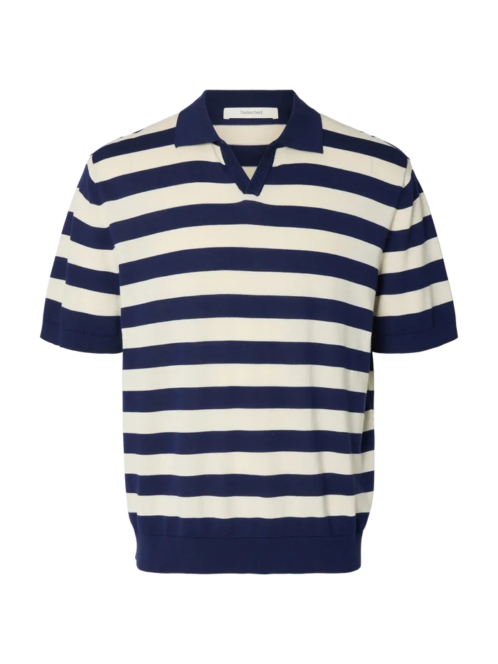 Split Neck Colourblocked Knitted Polo