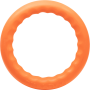 Bright orange ring dog toy with a textured surface designed for easy grip and visibility.