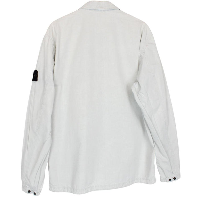 Stone Island AW 2022 Pale Blue Full Zip Cotton Overshirt Jacket