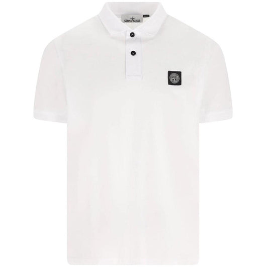 Stone Island White Short Sleeve Slim Fit Organic Cotton Polo Shirt