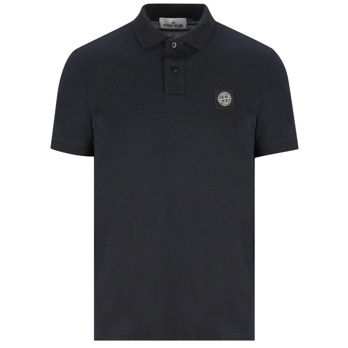 Stone Island Navy Blue Short Sleeve Slim Fit Organic Cotton Polo Shirt