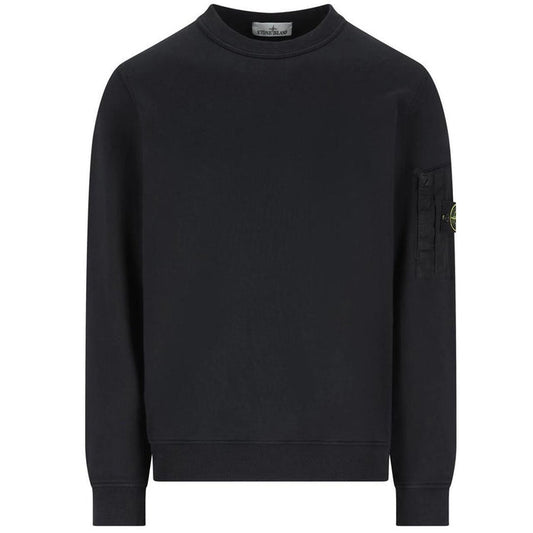 Stone Island SS26 Navy Blue Zip Pocket Cotton Garment Dyed Sweatshirt