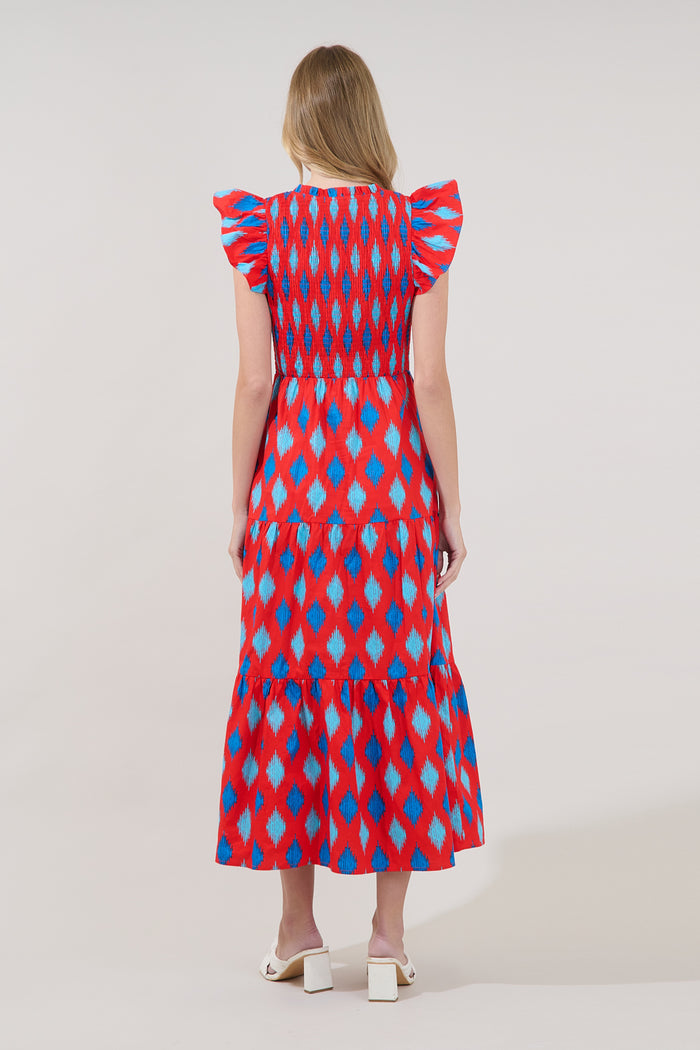 Sunfire Tiered Midi Dress Abstract