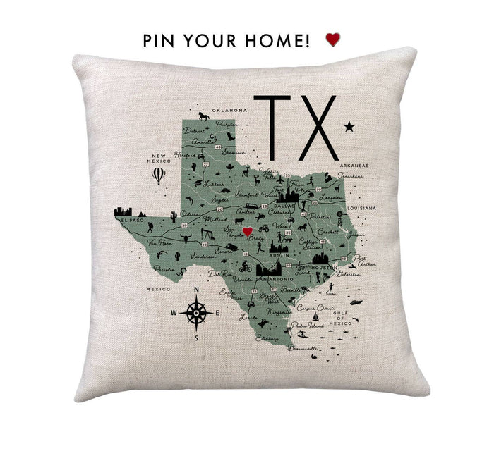 Texas State Icon Map Pillow