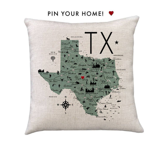 Texas State Icon Map Pillow