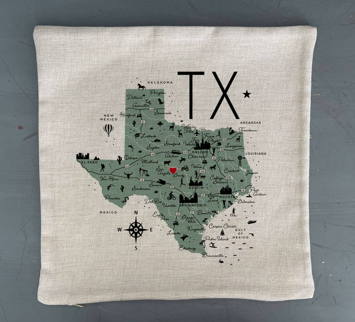 Texas State Icon Map Pillow