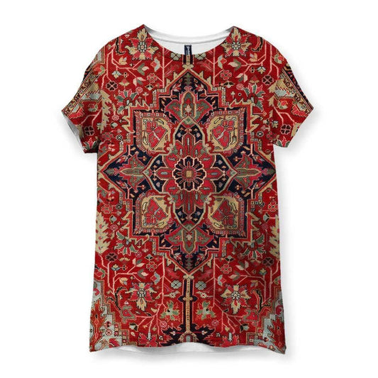 Mimicking the coarse visual texture of a vintage Oriental carpet, this design centers on a massive medallion with kaleidoscopic symmetry. Contact us with accessibility feedback, we'd love to help!