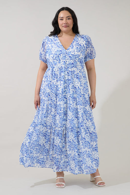 Tiered Maxi Dress Floral Curve