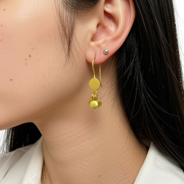 Tiny Disc Cluster Drop Earrings