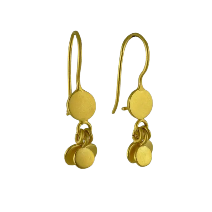 Tiny Disc Cluster Drop Earrings