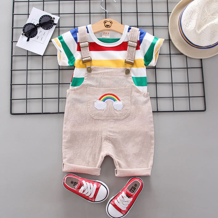 Toddler Colorful Bib Pants Outfit | Rainbow Bib Pants Kids