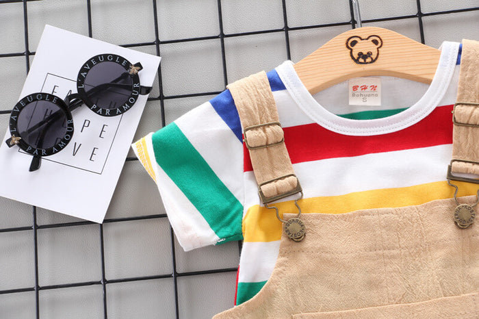 Toddler Colorful Bib Pants Outfit | Rainbow Bib Pants Kids