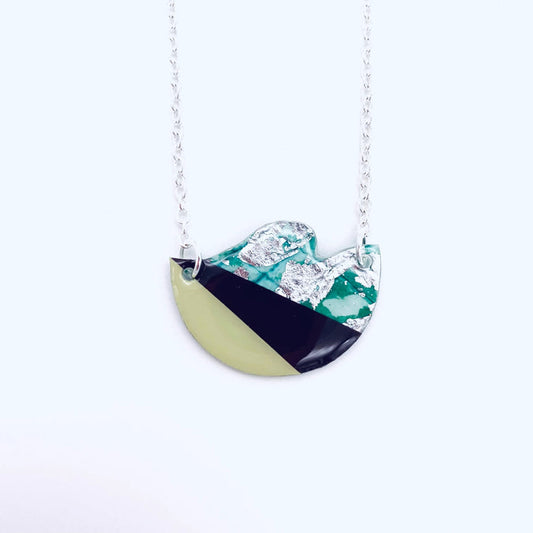 Tonn Sgraffito Necklace Celadon, Grape, Lichen & Silver
