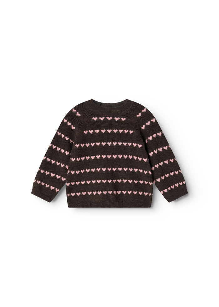 Sort striped blouse with pink hearts and horizontal stripes