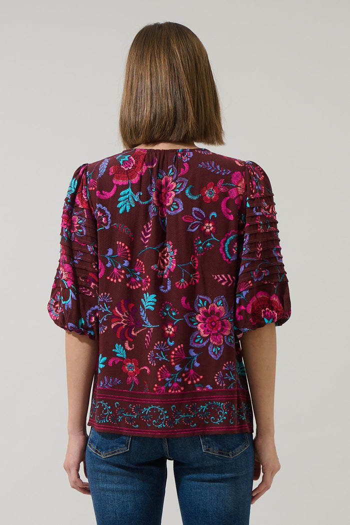 Tory Paisley Cerry Pleated Top