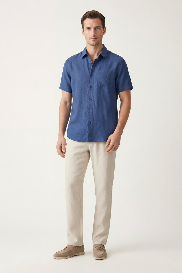Trento Linen Set Blue/Beige