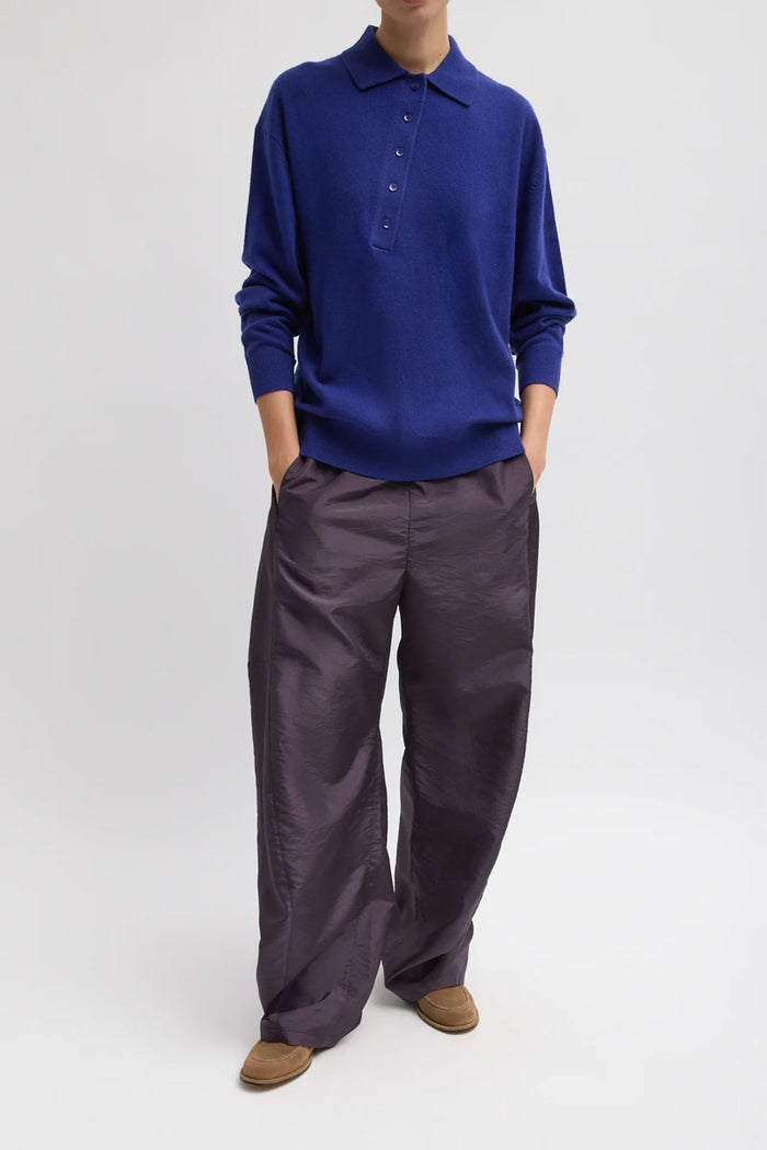 Washable Cashmere Easy Polo Sweater - Ink Blue