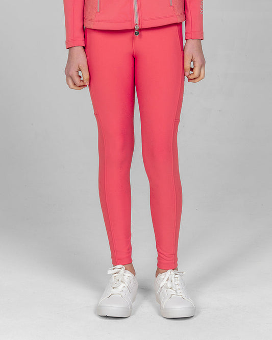 Wave Kids Leggings - Hot Coral