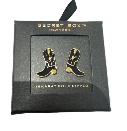Western Black Boot Stud Earrings
