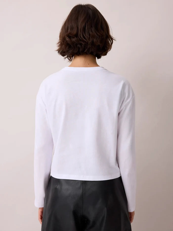 White Long-Sleeved Cotton T-Shirt
