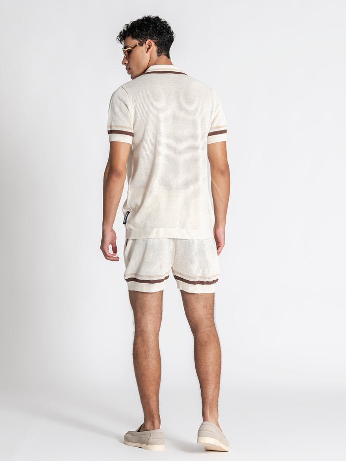 shirts / White Striped Knit Set