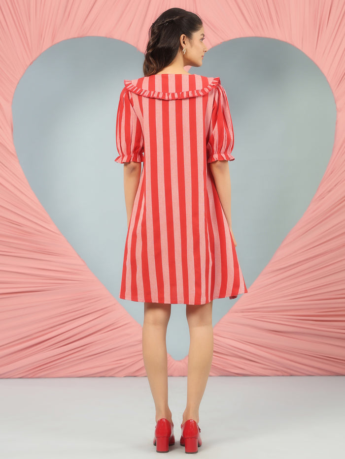 Women's A- Line Ruffle Collar Short Dress