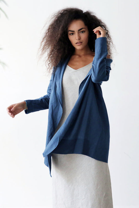 Women's Linen Cardigan DALEA in Navy blue