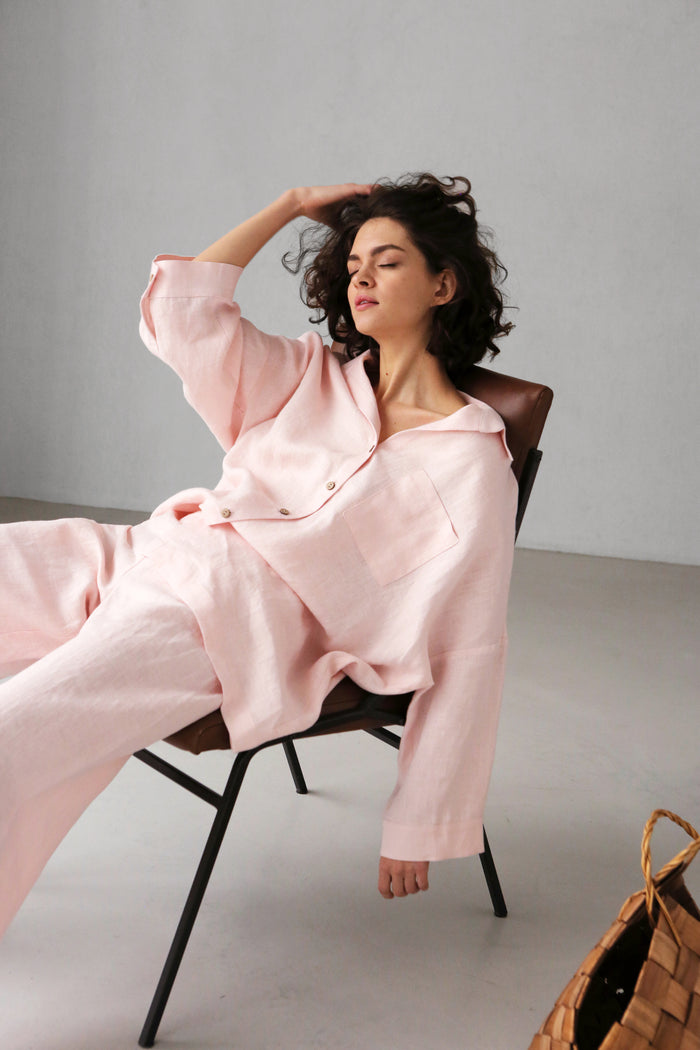 Women’s Linen Shirt FENNEL in Light pink