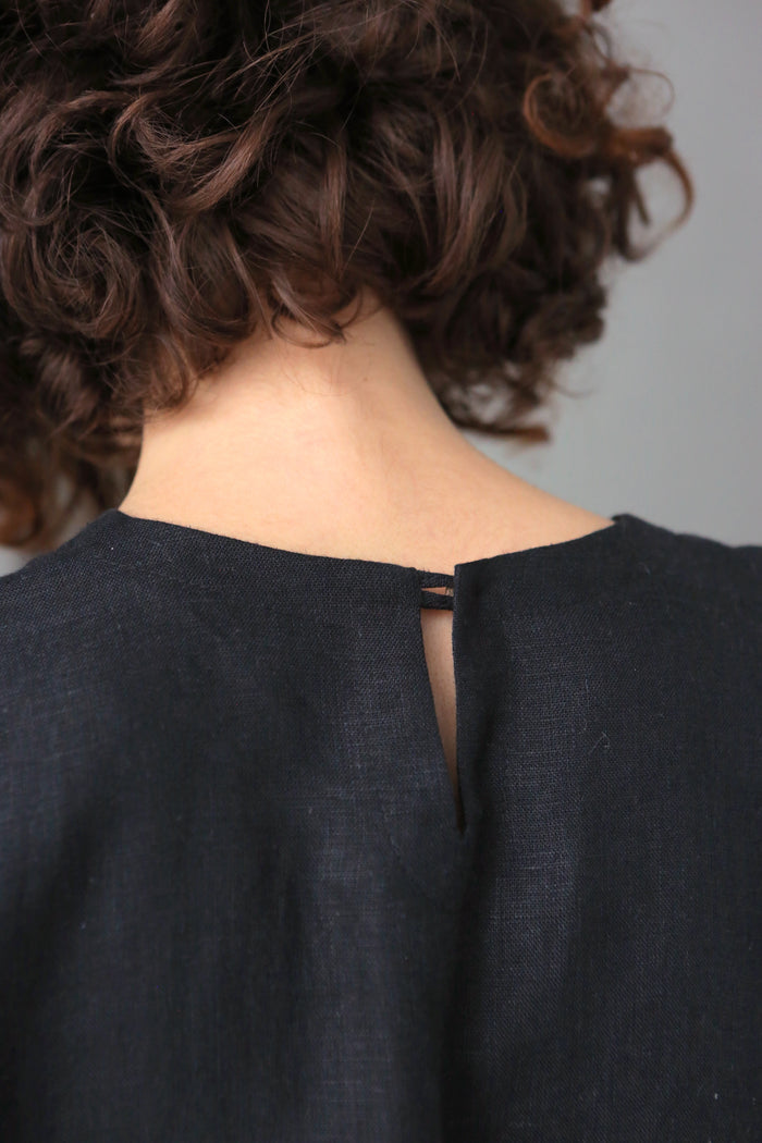 Women's Linen T-Shirt ASTER in Black