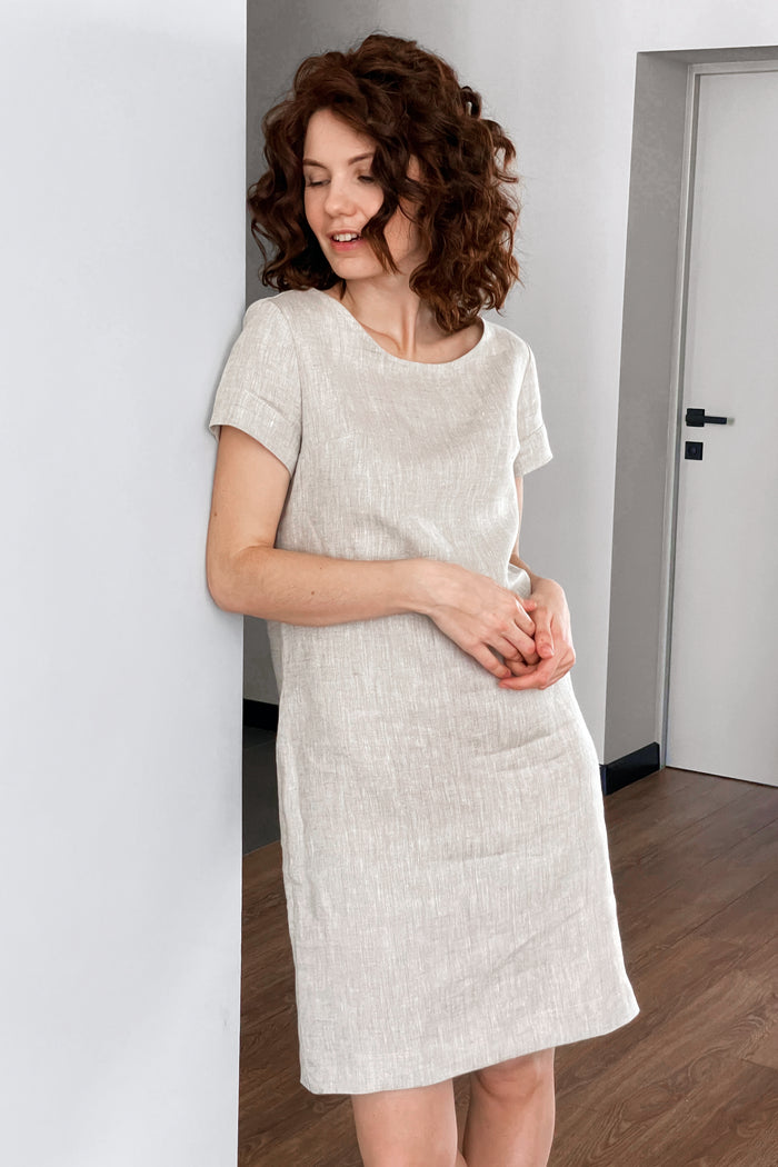 Women’s Linen T-Shirt Dress DAISY in Beige