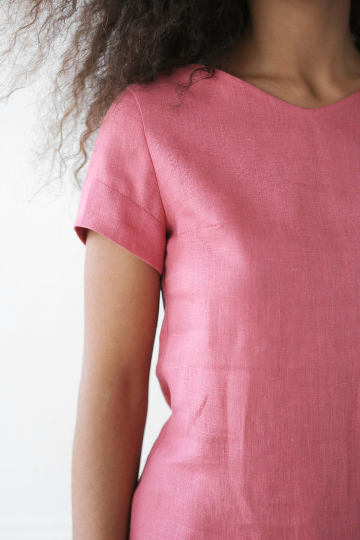 Women's Linen T-Shirt NERINE in Peach