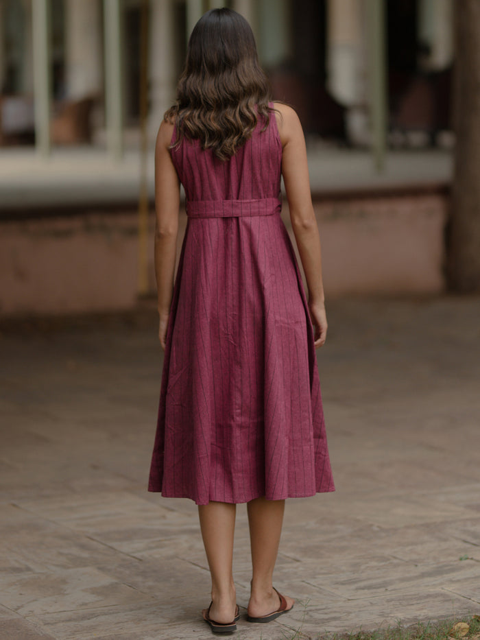 Women's Magenta Cotton A line Dress