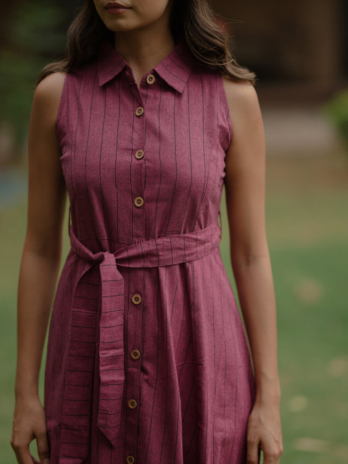 Women's Magenta Cotton A line Dress