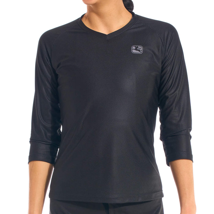 Women's MTB 3/4 Sleeve Jersey by Giordana Cycling, BLACK, Made in Italy