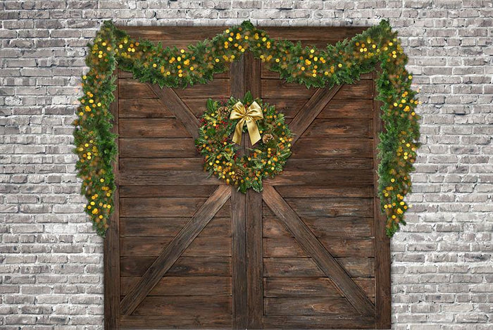 Wooden Door For Chirstmas Holiday Backdrop G-1249 Shopbackdrop