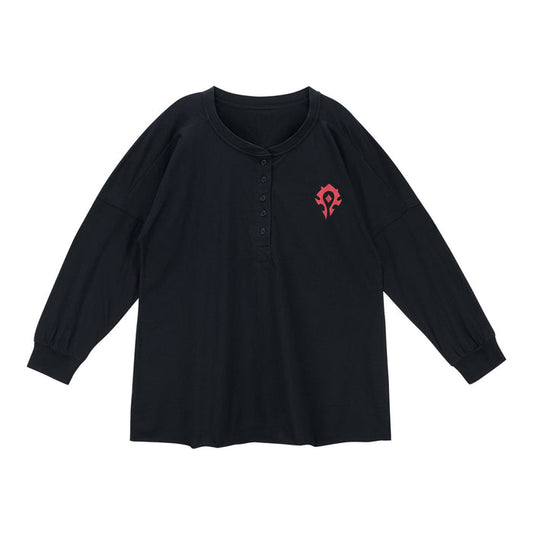 World of Warcraft Horde Black Logo Women's Long Sleeve T-Shirt - Front View