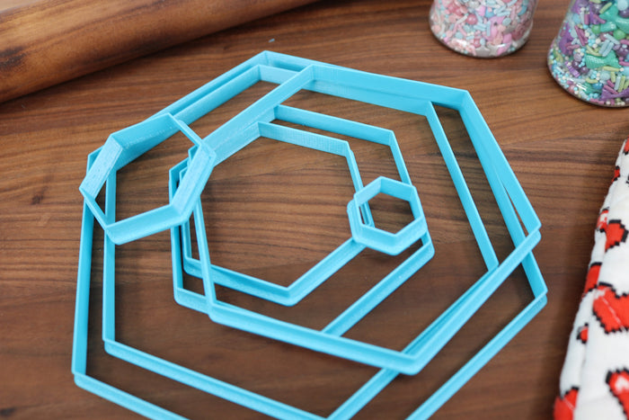 XL Hexagon Cookie Cutters - 8in Through 1in - Concentric Cutter - All Sizes included - Decorative Fondant Cakes & Cookie Towers