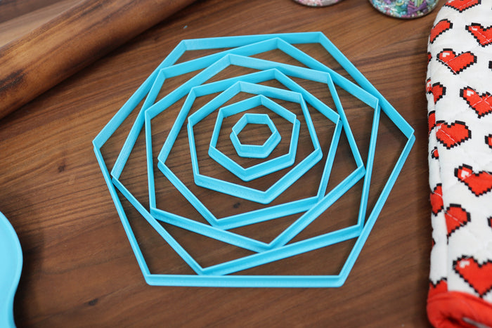 XL Hexagon Cookie Cutters - 8in Through 1in - Concentric Cutter - All Sizes included - Decorative Fondant Cakes & Cookie Towers